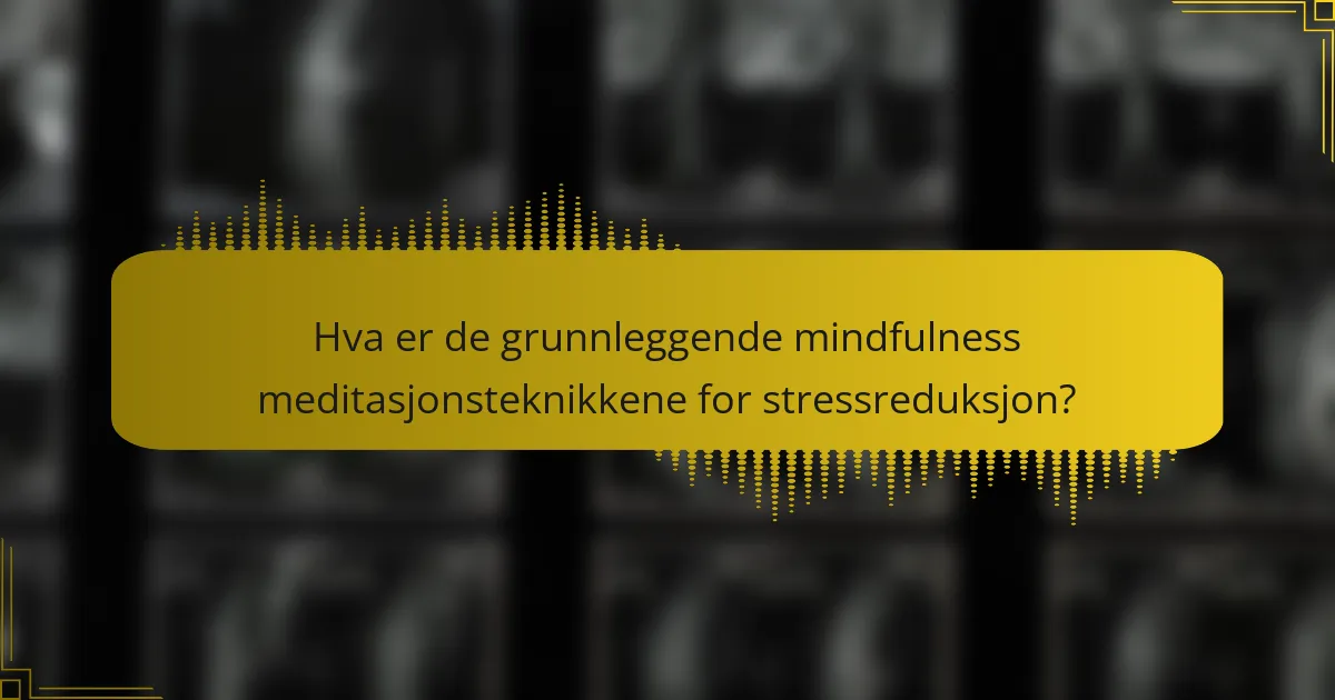 Hva er de grunnleggende mindfulness meditasjonsteknikkene for stressreduksjon?