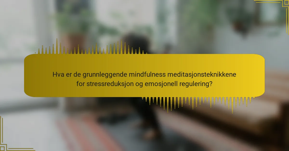 Hva er de grunnleggende mindfulness meditasjonsteknikkene for stressreduksjon og emosjonell regulering?