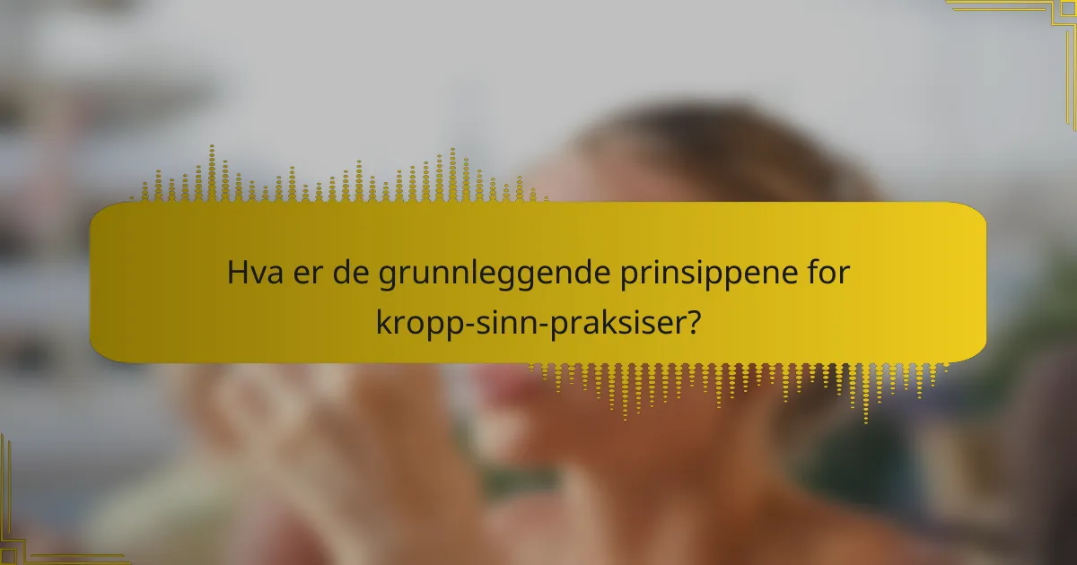 Hva er de grunnleggende prinsippene for kropp-sinn-praksiser?