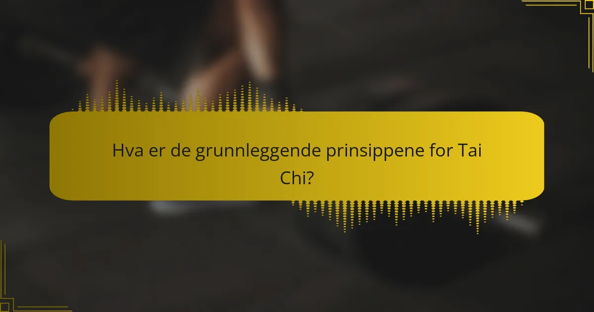 Hva er de grunnleggende prinsippene for Tai Chi?