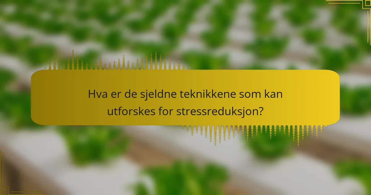 Hva er de sjeldne teknikkene som kan utforskes for stressreduksjon?